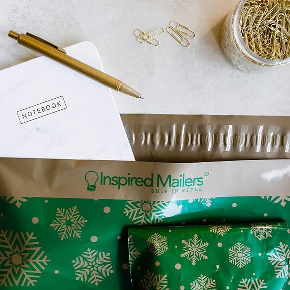 25 Green Snowflake Poly Mailers 6x9 Christmas - Picture 5 of 5